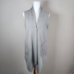 Cable & Gauge Long Vest Womens Medium Sleeveless Sweatshirt Wrap Neutral Layer